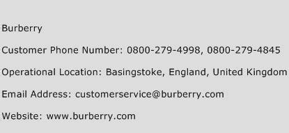 burberry customer care number